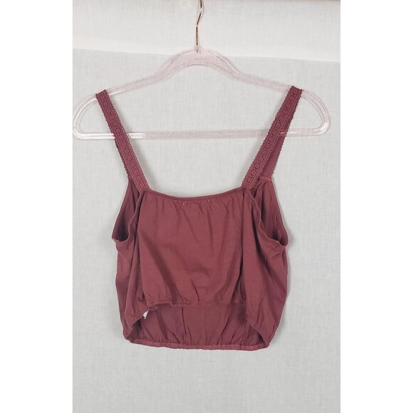 Daisy & Delilah Tank Top L Mauve Lace Eyelet Button Cropped Dainty Coquette - Picture 3 of 10